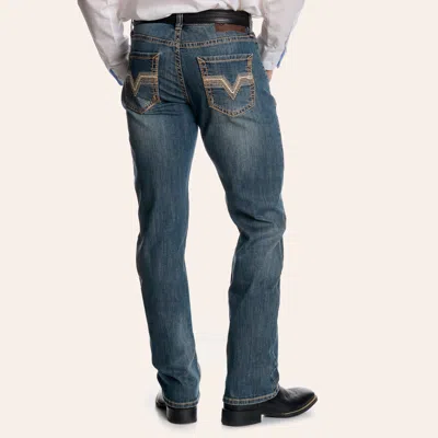 Rock & Roll Denim Men's Double Barrel Medium Wash Stackable Bootcut Jeans In Blue