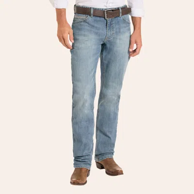 Rock & Roll Denim Men's Double Barrel Stackable Medium Wash Relaxed Fit Bootcut Jeans In Blue