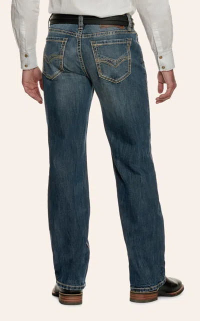 Rock & Roll Denim Men's Double Barrel Vintage Medium Wash Mid Rise Straight Leg Reflex Jeans In Blue
