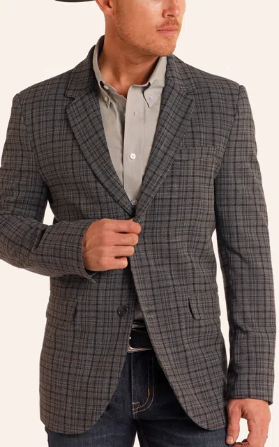 Rock & Roll Denim Men's Gray & Black Plaid Sports Coat