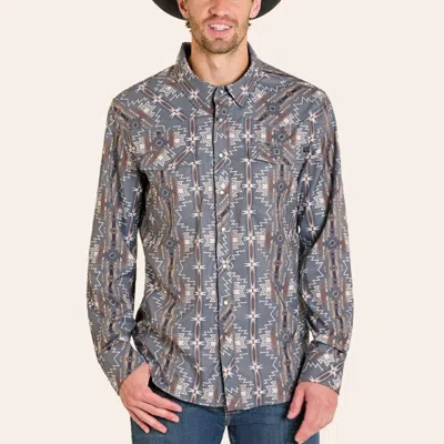 Rock & Roll Denim Men's Gray Aztec Print Tek Western Shirt