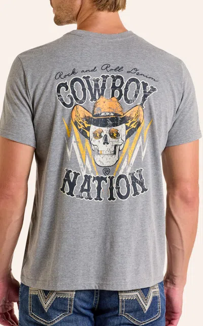 Rock & Roll Denim Men's Gray Cowboy Nation Skull Print T-shirt