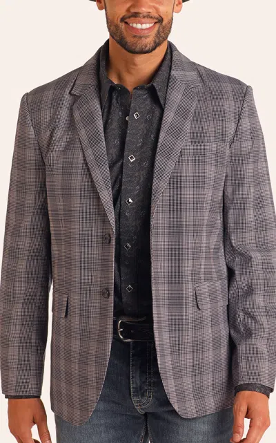Rock & Roll Denim Men's Gray Large Plaid Sports Coat