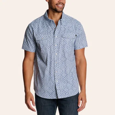Rock & Roll Denim Men's Koe Wetzel Blue Diamond Print Pearl Snap Tek Western Shirt