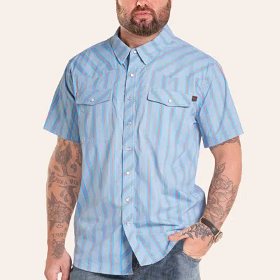 Rock & Roll Denim Men's Koe Wetzel Tek Blue Stripe Print Pearl Snap Western Shirt