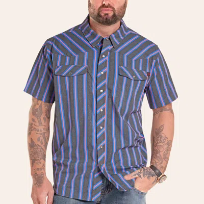 Rock & Roll Denim Men's Koe Wetzel Tek Charcoal Stripe Print Pearl Snap Western Shirt