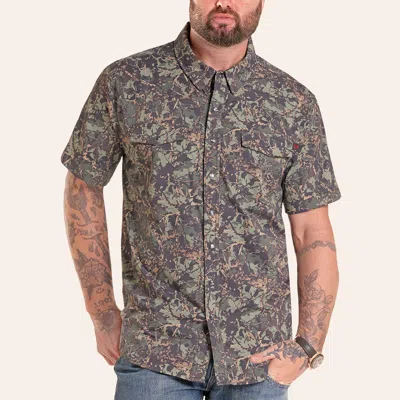 Rock & Roll Denim Men's Koe Wetzel Tek Green Woodland Camo Print Pearl Snap Western Shirt