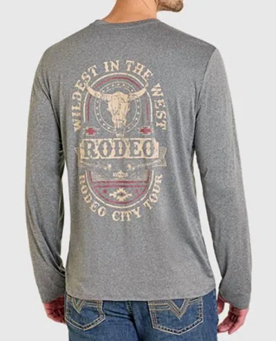 Rock & Roll Denim Men's Performance Long Sleeve Graphic Top In Charcoal In Gray