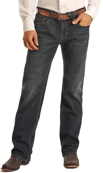 Rock & Roll Denim Men's Pistol Jeans In Dark Indigo Wash In Gray
