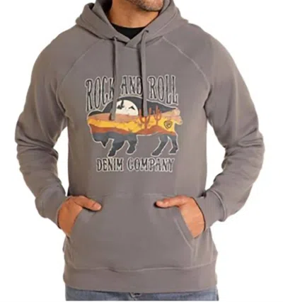 Rock & Roll Denim Men's Ranch Buffalo Hoodie In Dark Grey In Gray