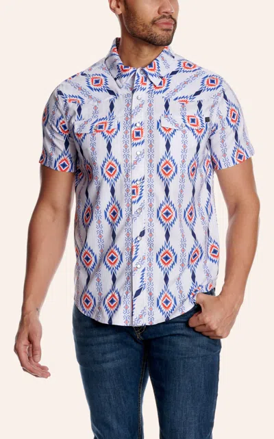 Rock & Roll Denim Men's Red & Blue Aztec Print Tek Western Shirt
