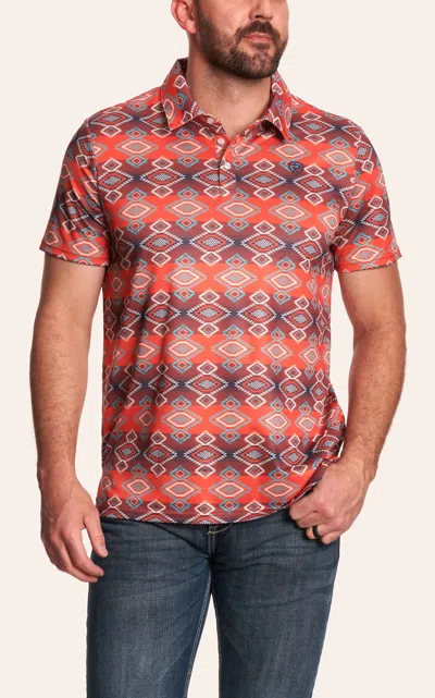Rock & Roll Denim Men's Red Aztec Polo