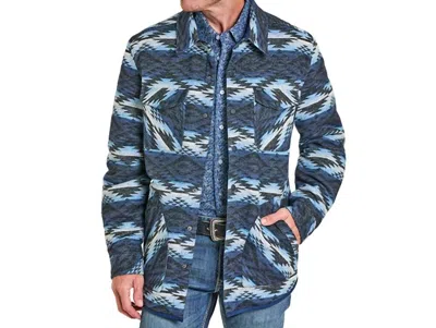 Rock & Roll Denim Men's Reversible Aztec Shacket In Blue Multi