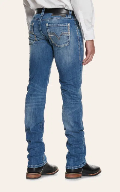 Rock & Roll Denim Men's Revolver Medium Wash Slim Fit Straight Leg Reflex Jeans In Blue
