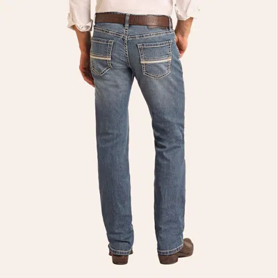 Rock & Roll Denim Men's Revolver Vintage Wash Slim Straight Jeans In Blue