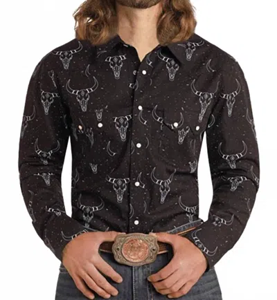 Rock & Roll Denim Men's Snap Shirt In Black