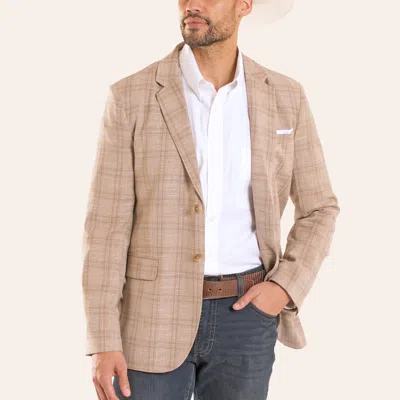 Rock & Roll Denim Men's Tan Plaid Print Yarn Dye Sport Coat In Brown