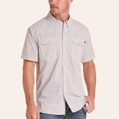 Rock & Roll Denim Men's Tek White Geo Print Pearl Snap Western Shirt