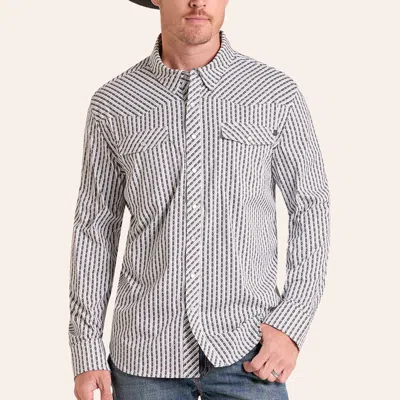 Rock & Roll Denim Men's White Aztec Stripe Print Long Sleeve Pearl Snap Tek Western Shirt