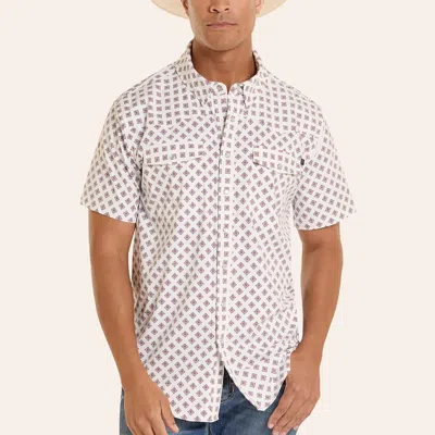Rock & Roll Denim Men's White Geo Print Pearl Snap Tek Western Shirt