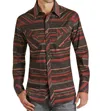 Rock & Roll Denim Modern Fit Reflex Snap Print Shirt In Burgundy