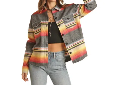 Rock & Roll Denim Native Style Stripped Shacket In Stripe In Multi
