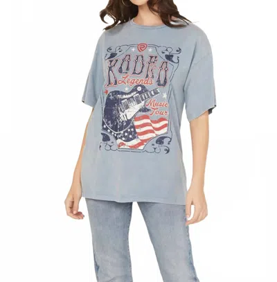 Rock & Roll Denim Oversized Rodeo Graphic Tee In Cerulean Blue In Multi