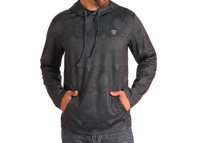 Rock & Roll Denim Performance Aztec Light Weight Hoodie In Black In Multi