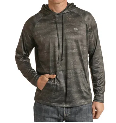 Rock & Roll Denim Performance Hoodie In Charcoal
