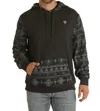 Rock & Roll Denim Printed French Terry Hoodie In Black