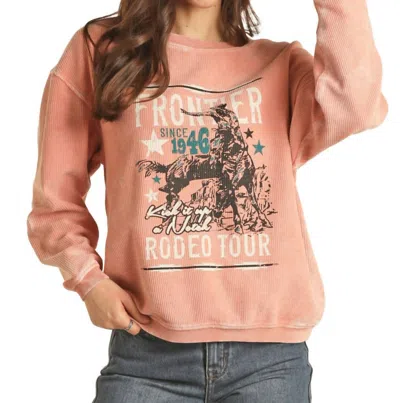 Rock & Roll Denim Rock N Roll Frontier Graphic Pullover In Coral