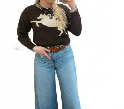 Rock & Roll Denim The Wayne Sweater In Brown In Black