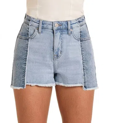 Rock & Roll Denim Two Tone Denim Shorts In Blue