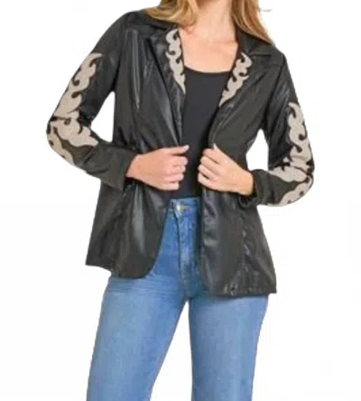 Rock & Roll Denim Two Tone Pleather Jacket In Black In Gray