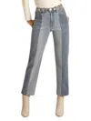 Rock & Roll Denim Two-toned Crop Jeans In Light Midwash In Multi