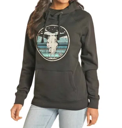 Rock & Roll Denim Unisex Desert Skull Graphic Hoodie In Black