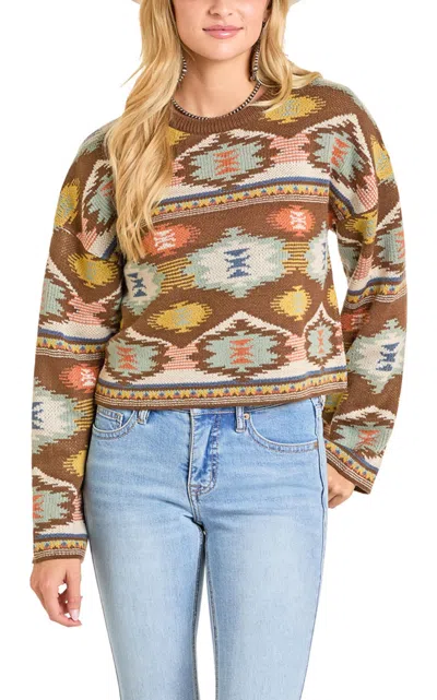 Rock & Roll Denim Women's Aztec Sweater In Brown