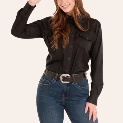 Rock & Roll Denim Women's Black Long Sleeve Pearl Snap Tek Western Shirt