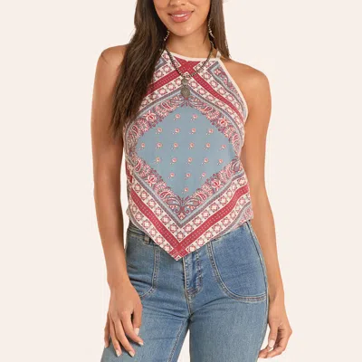 Rock & Roll Denim Women's Blue Bandana Print Tank Top