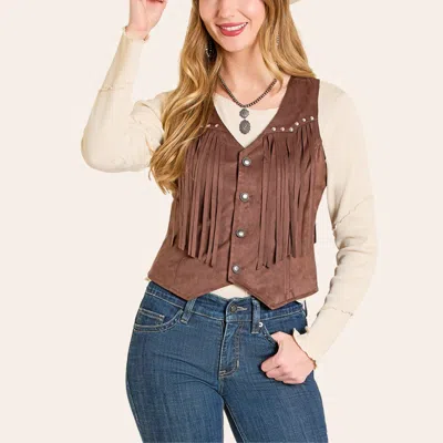 Rock & Roll Denim Women's Brown Microsuede Fringe Vest