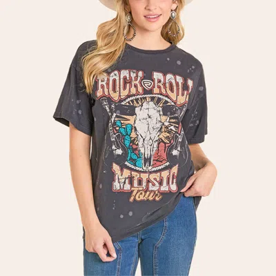 Rock & Roll Denim Women's Charcoal Black Music Tour Graphic T-shirt