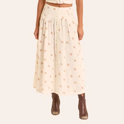 Rock & Roll Denim Women's Cream & Peach Floral Print Skirt In Neutral