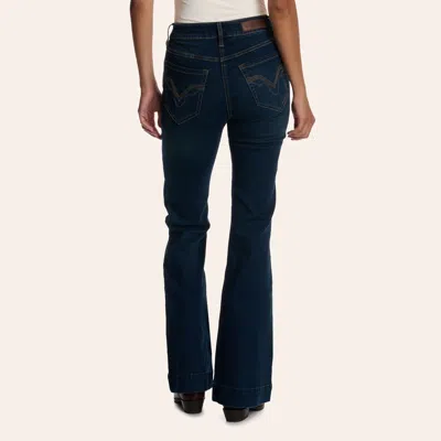 Rock & Roll Denim Women's Dark Wash High Rise Trouser Jeans In Dark Stonewash