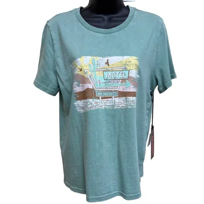 Rock & Roll Denim Women's Motel Sign Short Sleeve Tee In Turquoise In Blue