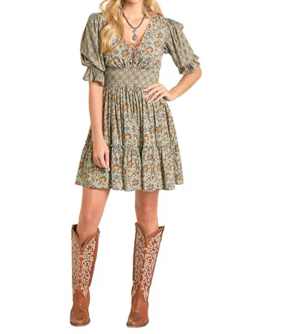 Rock & Roll Denim Women's Print Dress In Jade In Green