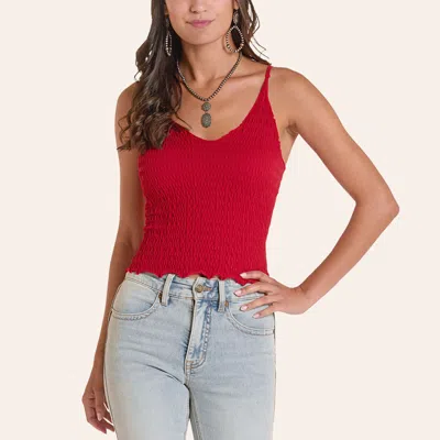 Rock & Roll Denim Women's Red Smocked Tank Top