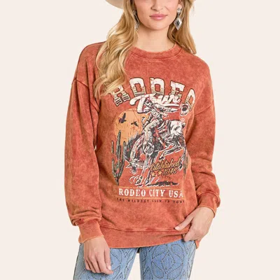 Rock & Roll Denim Women's Rust Rodeo Tour Graphic Sweatshirt In Brown
