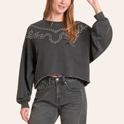 Rock & Roll Denim Women's West Desperado Black Embroidered Sweatshirt