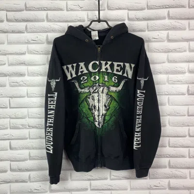 Pre-owned Rock Band X Vintage Wacken 2016 Louder Than Hell Zip Hoodie Vintage Sweater In Black