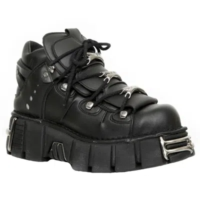 Pre-owned Rock Boots M-106-vs1 Unisex Metallic Black Vegan Leather Gothic Punk